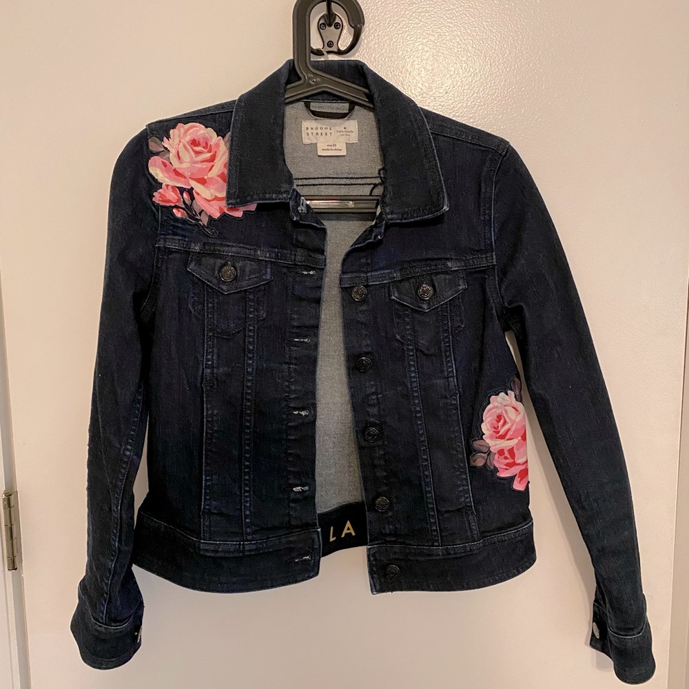 Kate Spade NY Denim Jacket Rose Patches